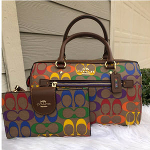New🎀 Coach Rowan Rainbow Wallet Set With Dust Bag Incluided